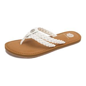 Yellow Box Devina White Flat Sandals- Size 8